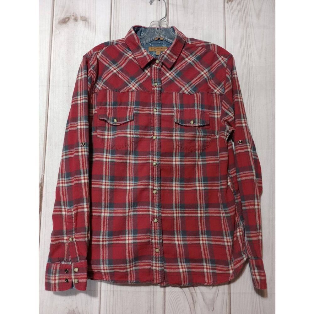 Jachs Girlfriend Shirt Ladies Large Red Plaid Button Front Western